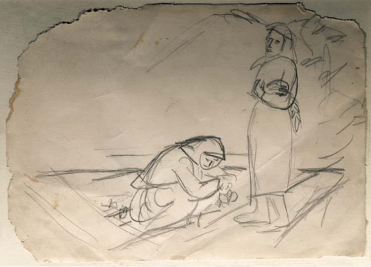 Bäuerinnen bei der Arbeit von Kazimir Sewerinowitsch Malewitsch, 1920.