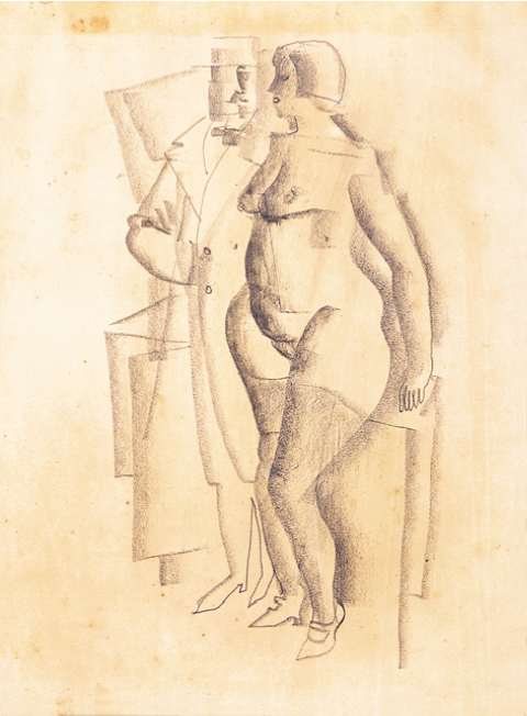 The Nude and the Mask by Konstantin Ivanovich Rudakov, 1925.