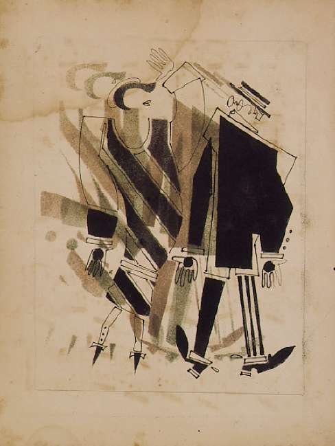 The  Clerk Meets the Elegant Lady by Vladimir Vasilyevich Lebedev, 1925.