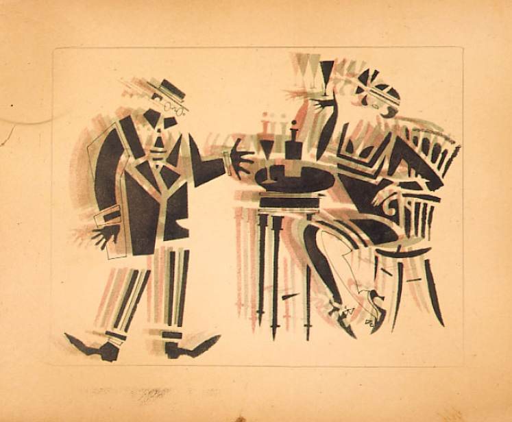 The  Clerk. Café Appointment with a Friend by Vladimir Vasilyevich Lebedev, 1925.