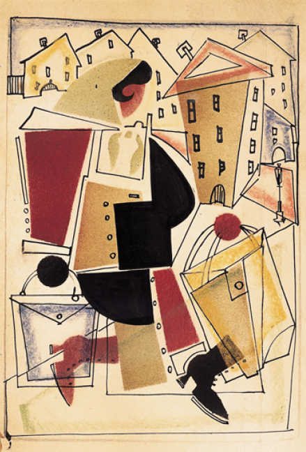 Maid with Groceries by Vladimir Vasilyevich Lebedev, 1925.