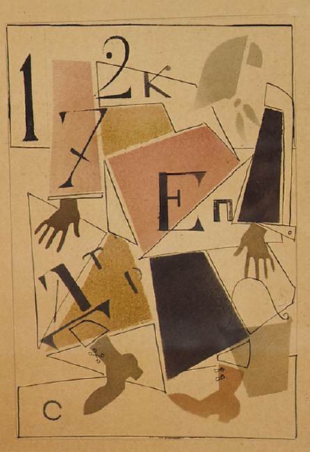 Frau mit Eimer, Buchstaben und Zahlen von Wladimir Wassiljewitsch Lebedew, 1925.