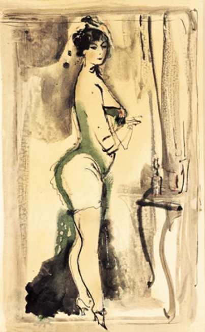 Im Boudoir von Konstantin Iwanowitsch Rudakow, 1925.