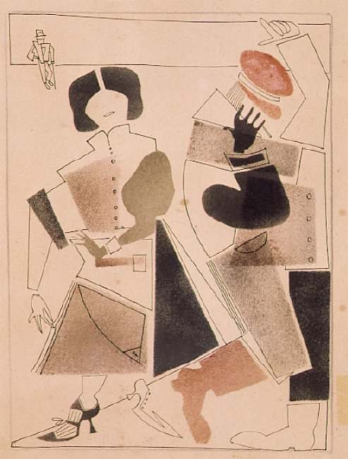 Im Tram. Die Angestellte und der Müßiggänger von Wladimir Wassiljewitsch Lebedew, 1925.