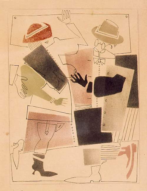 Im Tram. Indiskrete Annäherungen von Wladimir Wassiljewitsch Lebedew, 1925.