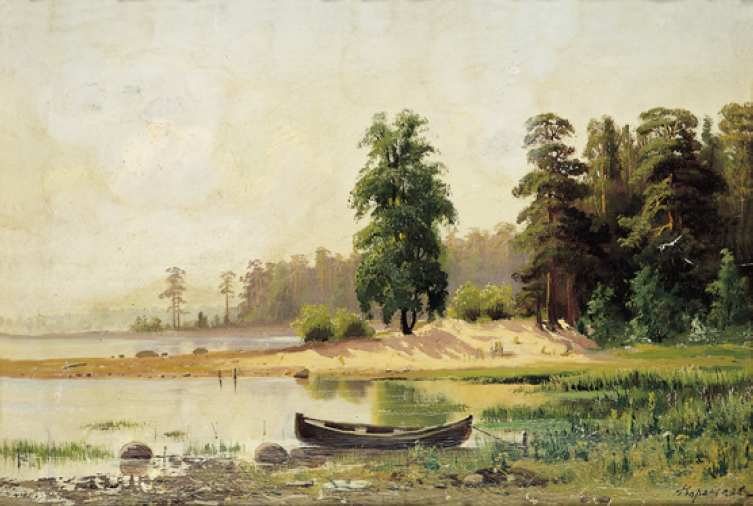 Kiefernwald am Seeufer von Alexander Eliseyevich Voronkov.