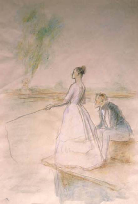 Lisa und Lawrezki (Iwan Turgenew, Ein Adelsnest) von Konstantin Iwanowitsch Rudakow, 1947.