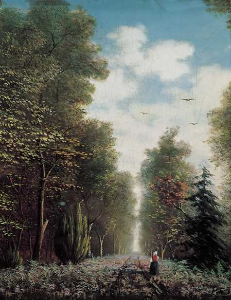 Normannische Landschaft. Bäuerin im Wald von Aleksandr Karlovich Beggrov, 1891.