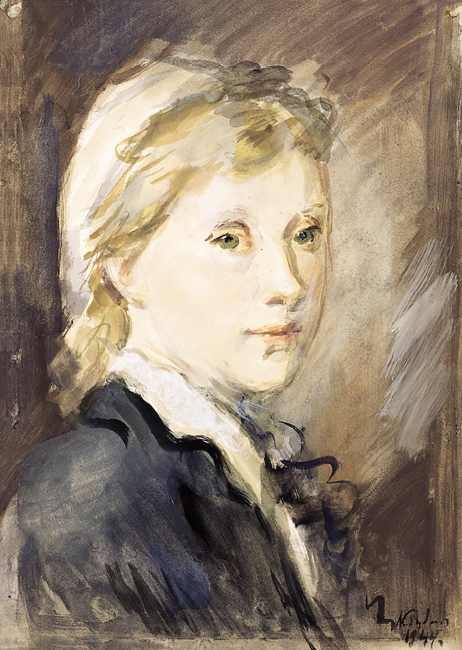 Portrait of the Painter's Wife by Konstantin Ivanovich Rudakov, 1944.