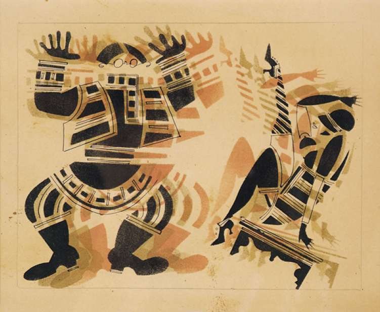 Reicher Kulak und Frau aus der Halbwelt von Wladimir Wassiljewitsch Lebedew, 1925.