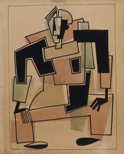 Sitzende Figur von Vladimir Yevgrafovich Tatlin, c. 1920.