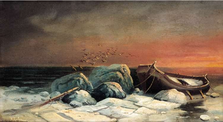 Sonnenuntergang über den Felsen von Julius von Klever, 1880.