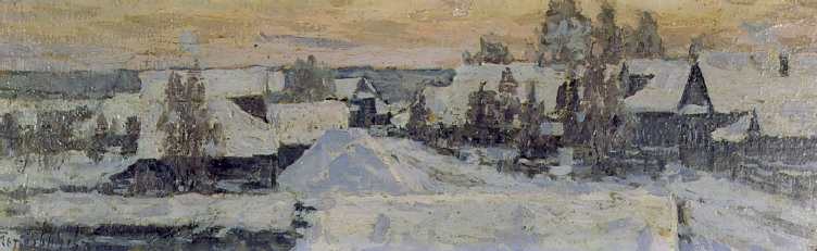 Winter Evening by Petr Ivanovich Petrovichev; Piotr Petrovichev, 1916.