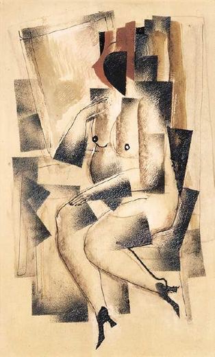 Akt vor dem Spiegel von Kazimir Sewerinowitsch Malewitsch, c. 1920.