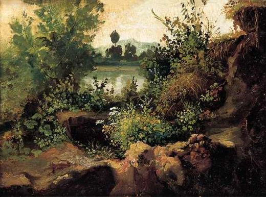 On the Riverbank by Anton Ivanovich Ivanov-Goluboy, 1850.