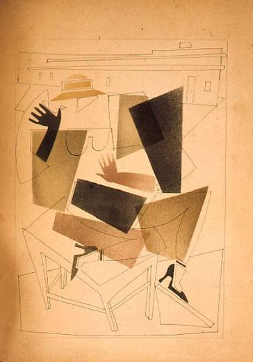 Lady Sitting on the Table by Vladimir Vasilyevich Lebedev, 1925.