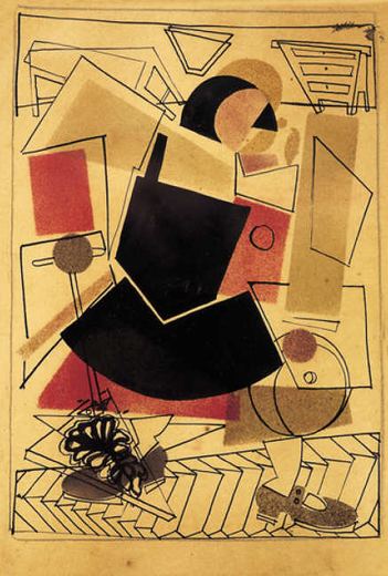 Maid Dusting by Vladimir Vasilyevich Lebedev, 1925.