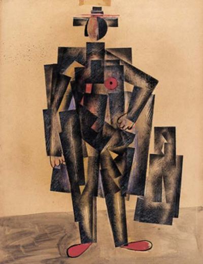 Figur mit Mantel und roten Schuhen