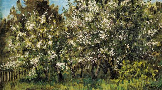 Spring. Apple Trees in Bloom in Ukraine by Nikolai Alexandrovich Sergeev / Sergeyev.