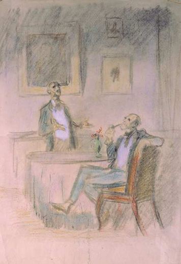 Conversation (Ivan Turgenev, Home of the Gentry) by Konstantin Ivanovich Rudakov, 1925.
