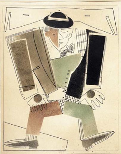 Gentleman with Waistcoat and Bow Tie by Vladimir Vasilyevich Lebedev, 1925.