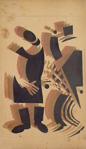 The Old Bourgeois in Tailcoat Takes Leave of the Dvornik by Vladimir Vasilyevich Lebedev, 1925.