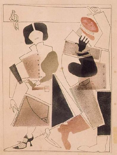 On the Tram. The Female Clerk and the Idler by Vladimir Vasilyevich Lebedev, 1925.