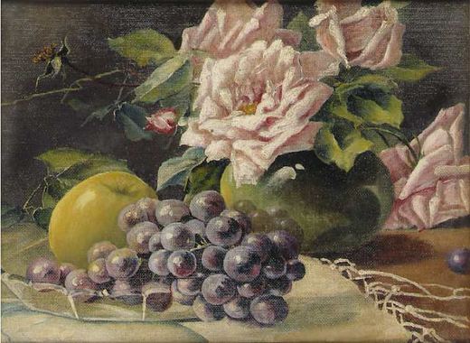Roses and Fruit by Unknown / Attribution pending.