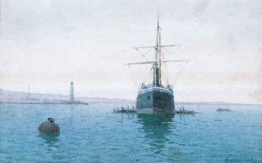 Schwarzes Meer. Dampfschiff an den Liegeplätzen